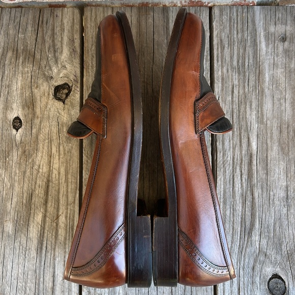 BRAGANO by COLE HANN LEATHER LOAFERS Made in Italy BROWN AND BLACK - Picture 4 of 14